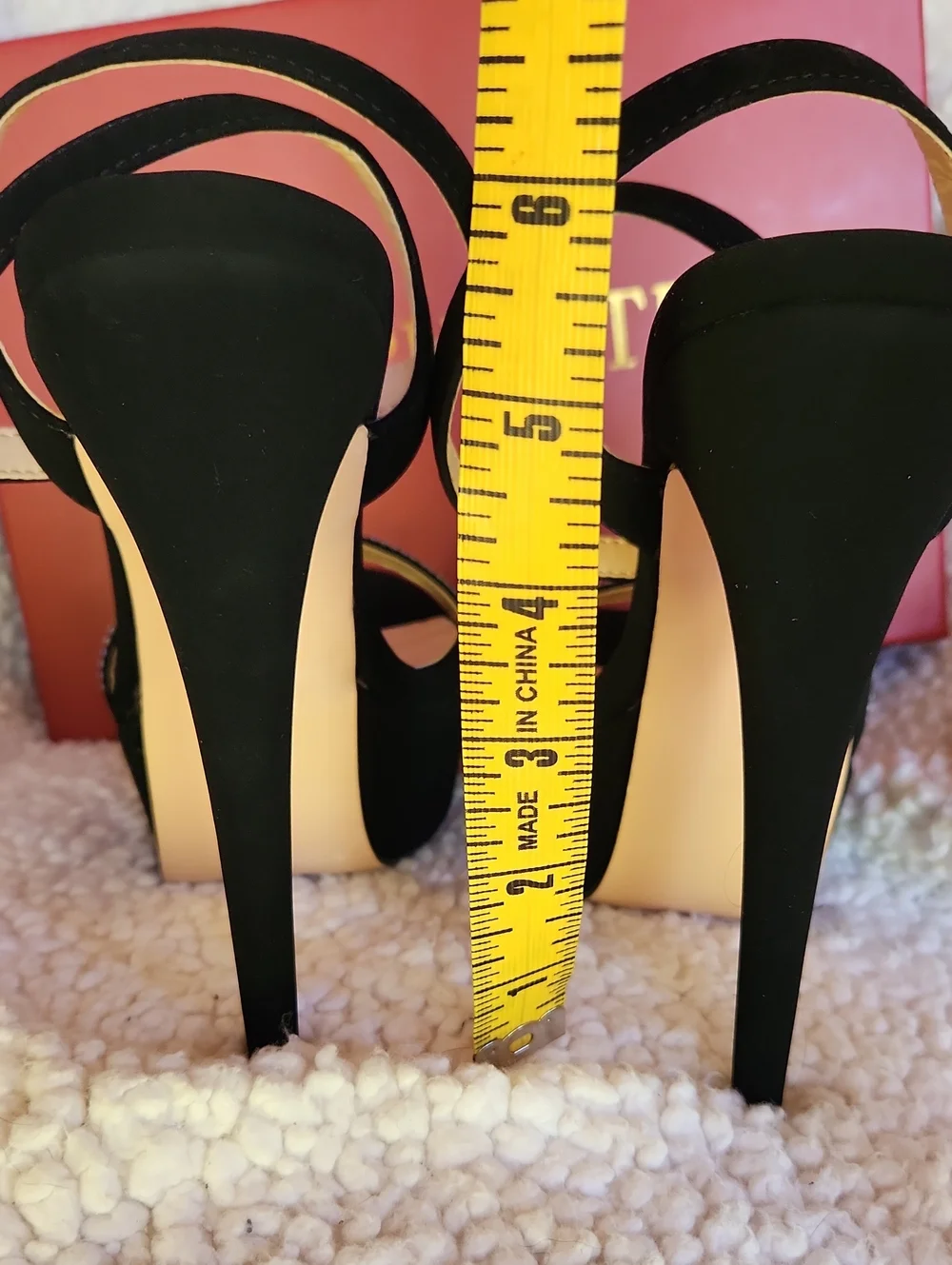Black Rhinestone Platform Heels - Merumote